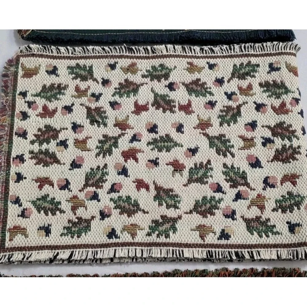 3pc W.C Deisgns Cotton Table‎ Runner Fall Autumn Halloween Raw Hem Decor Holiday